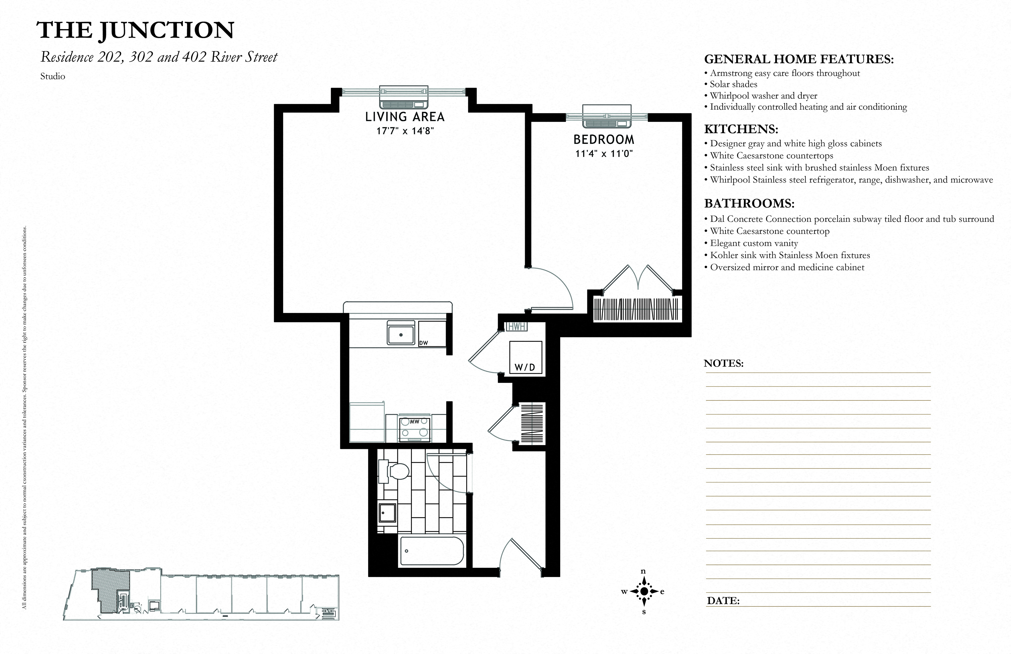 Floor plan for 1 bed, 1 bath, 674 sqft